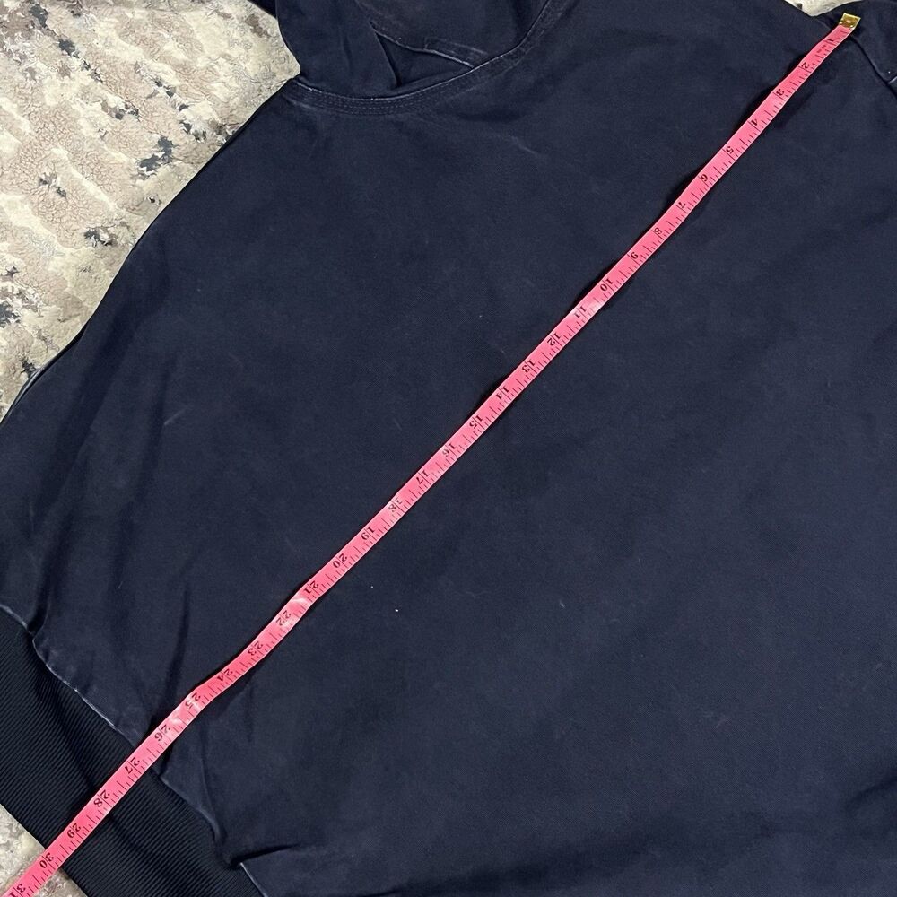 Vintage Carhartt Faded Navy Hooded Thermal Lined Canvas Jacket J25MDT Sz L Tall - Picture 8 of 15